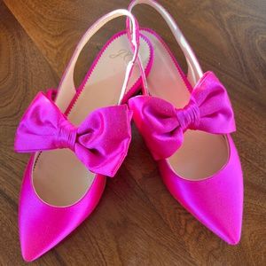 J Crew Hot Pink Bow Flats New Size 6.5